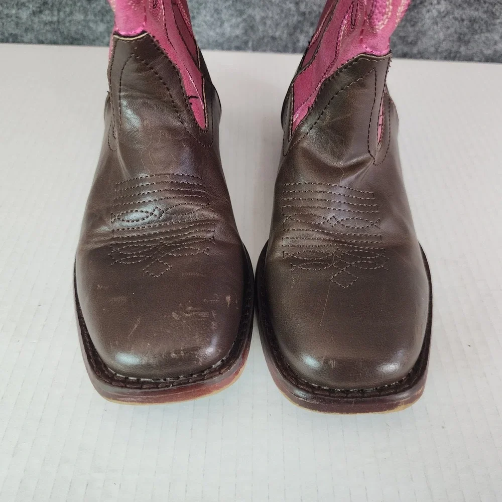 Roper Boots Kids Girls Size‎ 3 Brown Pink Faux Leather Cowboy Western